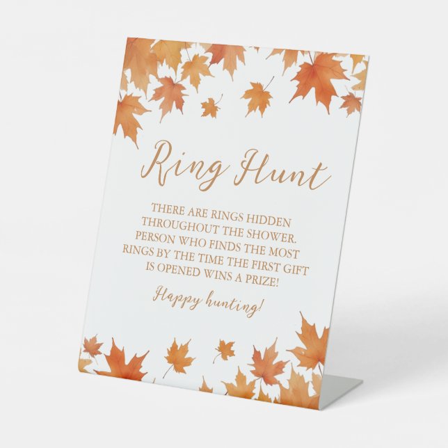 Fall Bridal Shower Ring Hunt Game Pedestal Sign (Front)