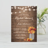 Fall Bridal Shower | Rustic Wood Mason Jars Lights Invitation (Standing Front)