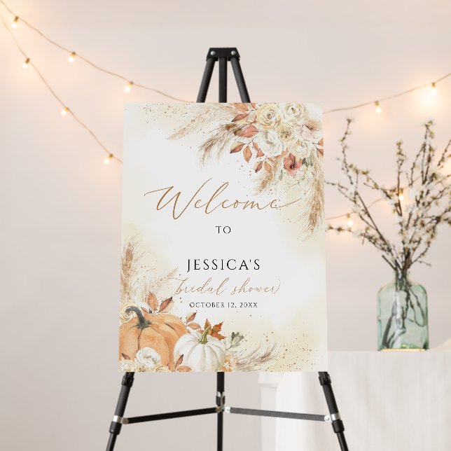 Fall bridal shower welcome sign, autumn shower foam board (In Situ (Stand))