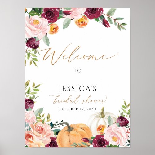 Fall bridal shower welcome sign autumn shower poster