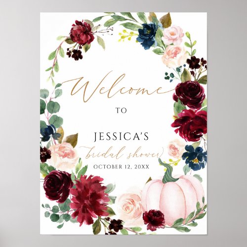 Fall bridal shower welcome sign autumn shower poster