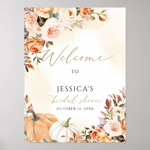 Fall bridal shower welcome sign autumn shower poster