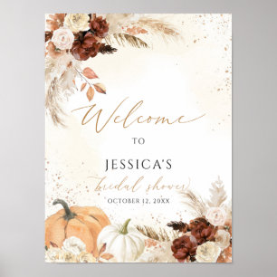Fall bridal shower welcome sign, autumn shower poster