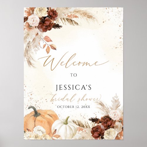 Fall bridal shower welcome sign autumn shower poster