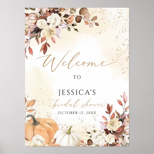 Fall bridal shower welcome sign autumn shower poster