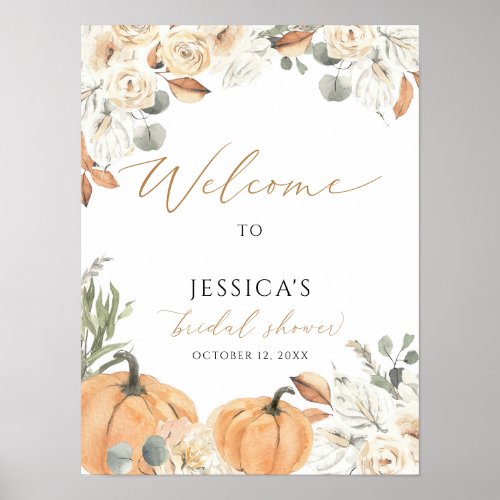 Fall bridal shower welcome sign autumn shower poster