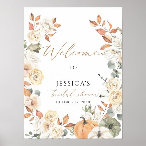 Fall bridal shower welcome sign autumn shower poster