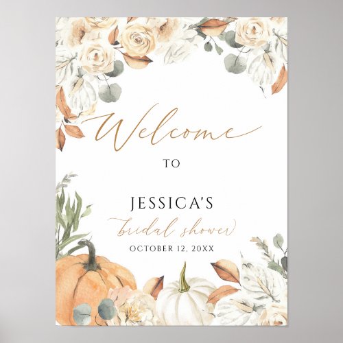 Fall bridal shower welcome sign autumn shower poster