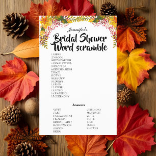 Fall Bridal Shower Word Scramble Game Flyer