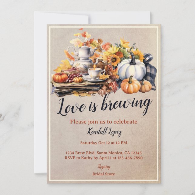 Fall Bridal Tea Party White Pumpkin Invitation (Front)