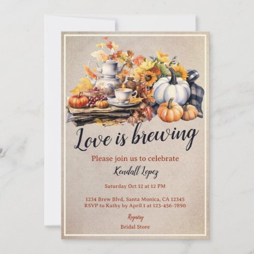 Fall Bridal Tea Party White Pumpkin Invitation