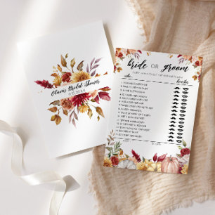 Fall Bride or Groom game fully editable card
