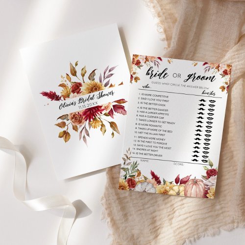 Fall Bride or Groom game fully editable card