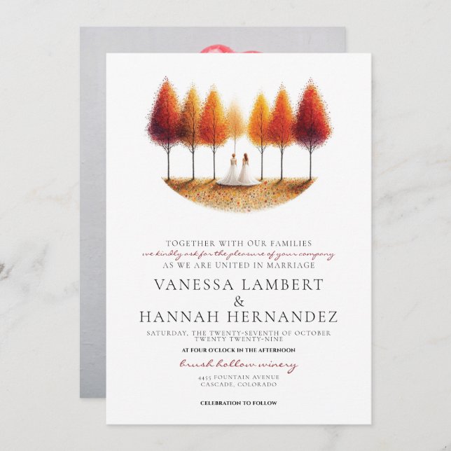 Fall Brides Wedding Invitation (Front/Back)