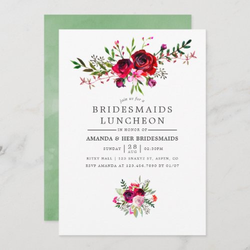 Fall Bridesmaids Luncheon Floral Invitation