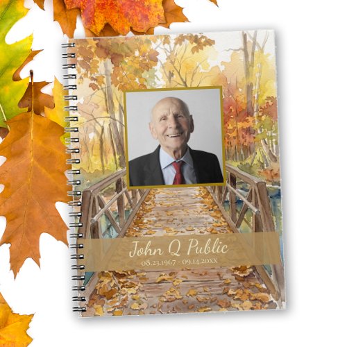 Fall Bridge Celebration of Life Memorial Funeral Notebook