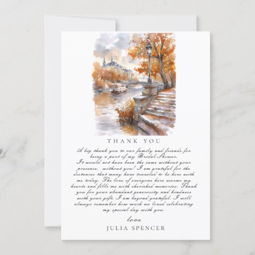 Fall Bridge  River Bridal Shower Thank You Card