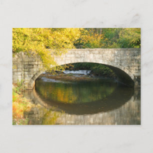 Fall bridge waterfall postcard