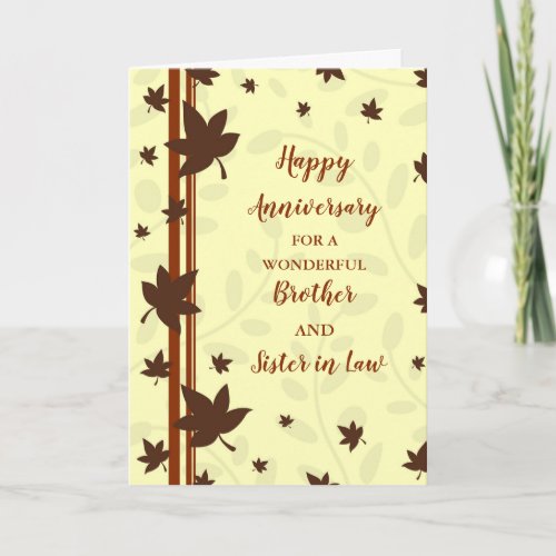 Fall Brother and Sister in Law Anniversary Card