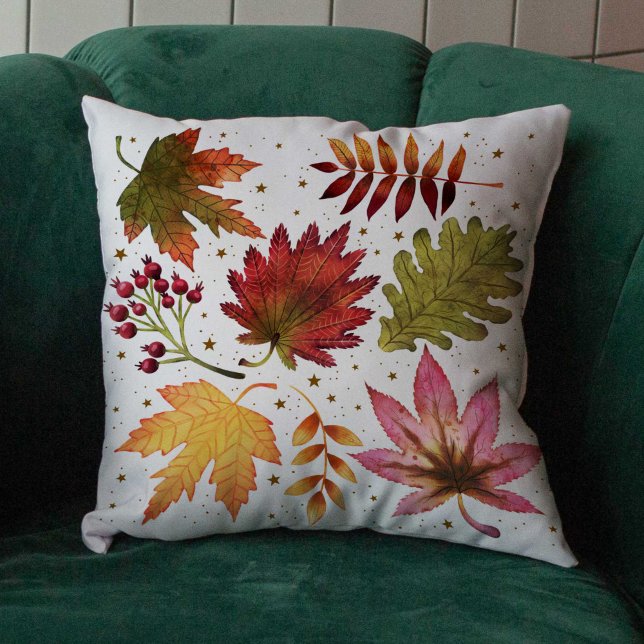 Fall Brown Autumn Leaves Harvest Pattern Throw Pillow (Fall Brown Autumn Leaves Harvest Pattern Throw Pillow)