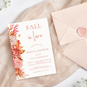 Fall Brown Floral In Love Bridal Shower  Invitation