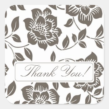 Fall Brown Floral Thank You Bridal Shower Sticker by celebrateitweddings at Zazzle
