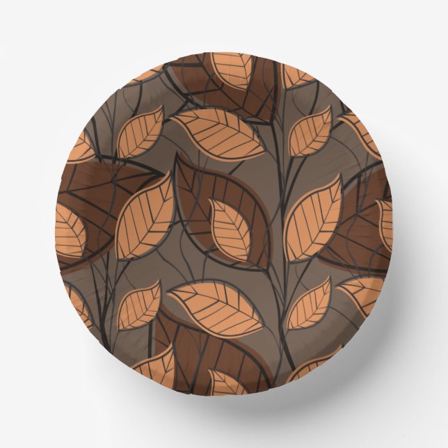 Fall Brown Leaves  Paper Bowls (Front)