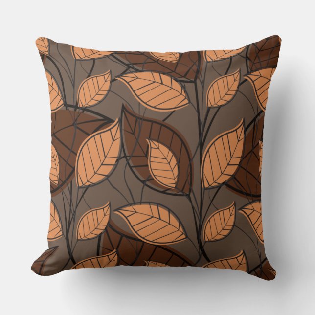Fall Brown Leaves  Throw Pillow (Front)