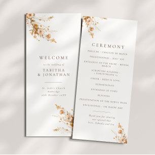 Fall Brown & Orange Wildflowers Wedding Program