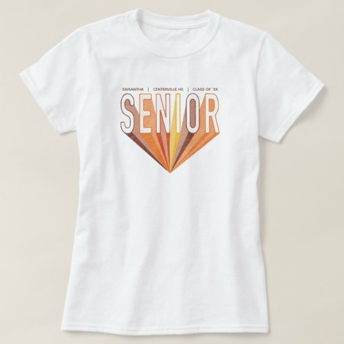 Fall Brown Pencil Sketch Senior Radiating Letters T_Shirt