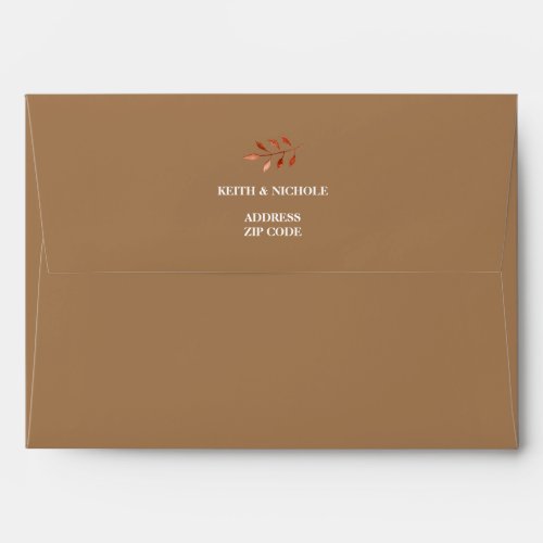 Fall Brown Wedding Envelope