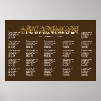 Fall Brown Wedding Reception Seating Chart by fallcolors at Zazzle