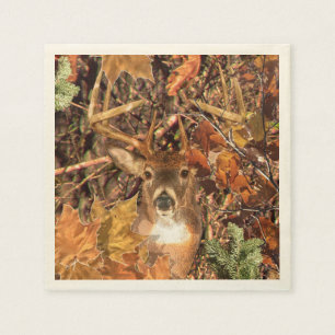 Fall Buck in Camo White Tail Deer Napkins