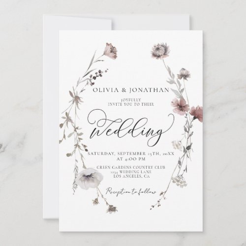 Fall Budget QR Code Wildflowers Wedding  Invitation
