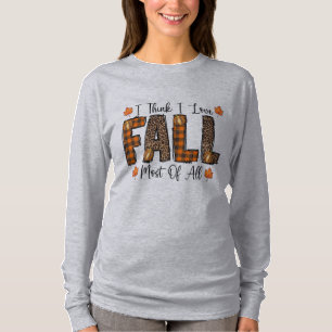 Fall Buffalo Plaid Leopard Print I Love Fall  T-Shirt