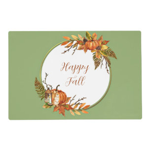 Fall bunny and pumpkins with customizable text placemat