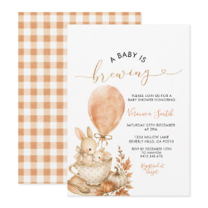 Fall Bunny Baby Is Brewing Baby Shower Pumpkin Invitation