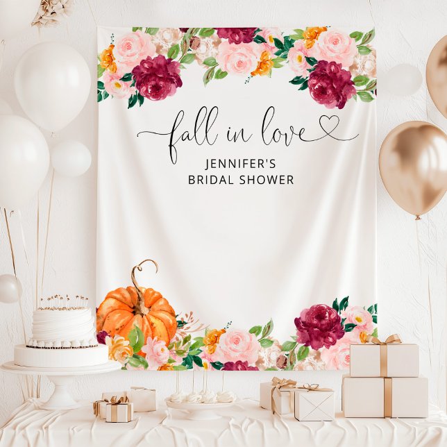 Fall burgudy fall in love bridal shower tapestry (Creator Uploaded)