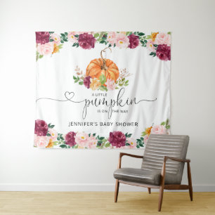Fall burgudy pumpkin baby shower tapestry