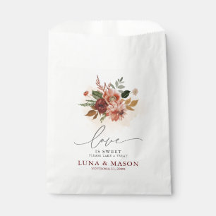 Fall Burgundy and Terracotta Floral Wedding Favor Bag