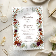 Fall Burgundy & Burnt Orange Rust Florals Wedding