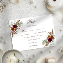 Fall Burgundy & Burnt Orange Rust Florals Wedding
