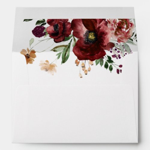 Fall Burgundy Floral Personalized Invitation Envelope