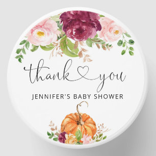 Fall burgundy floral pumpkin mini candle favors