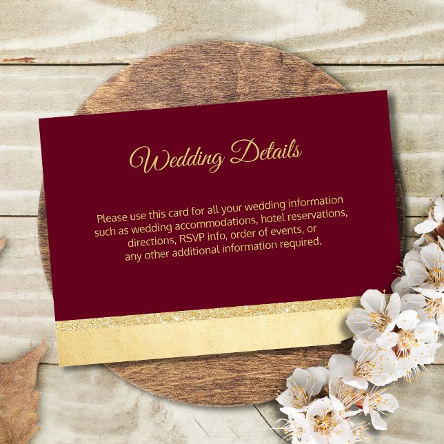 Fall Burgundy Gold Wedding Details Inserts (Creator Uploaded)