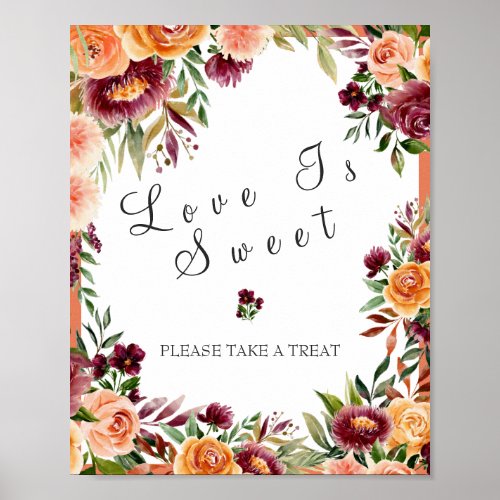 Fall Burgundy Love is sweet take a treat Poster