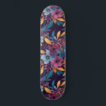 Fall Burgundy Navy Mustard Watercolor Flowers Art Skateboard<br><div class="desc">This elegant and artsy pattern is perfect for the trendy and stylish woman. It features a hand-painted berry burgundy red, navy blue, mustard yellow, emerald green, and classic blue watercolor fall and autumn, flowers and leaves bouquet pattern on top of a simple purple burgundy background. It's an artistic, modern, country,...</div>