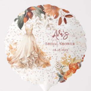 Fall Burgundy Orange Floral Bridal Shower Balloon
