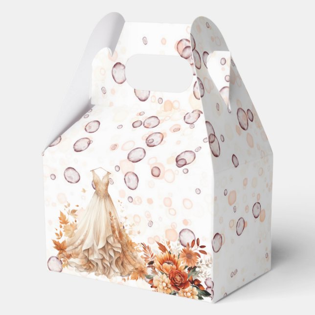 Fall Burgundy Orange Floral Bridal Shower Favor Boxes (Back)