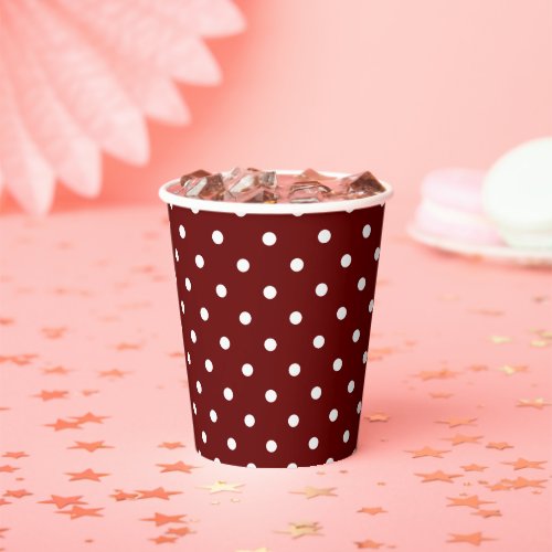 Fall Burgundy Polka Dot Pattern Paper Cups